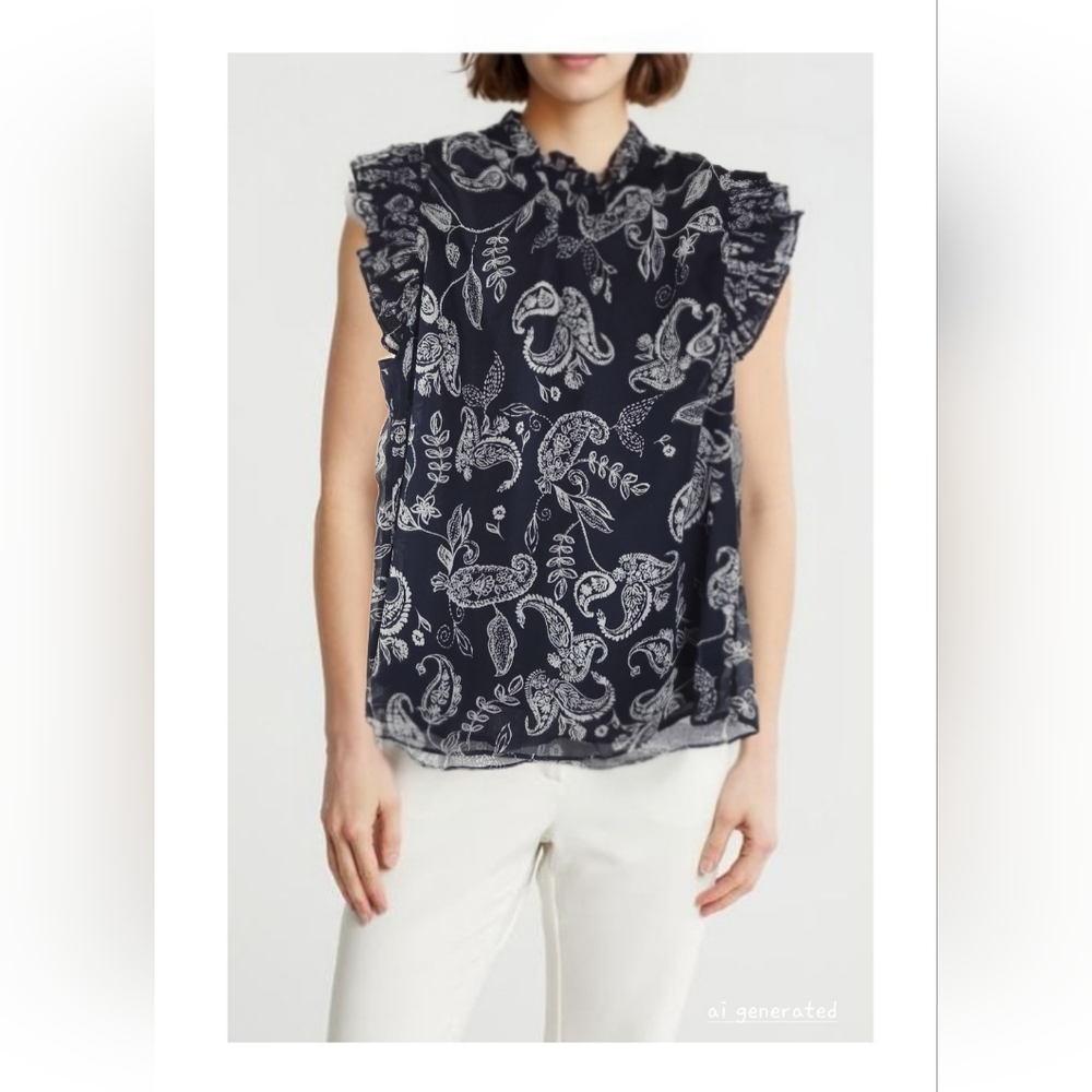 PHILOSOPHY RUFFLED SLEEVES TOP (small) S/P NEW